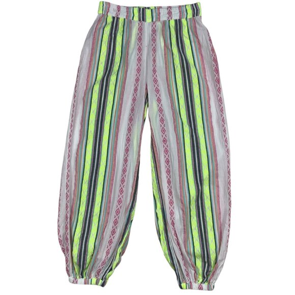 Anthropologie Jogger Pants S Multicolor Stripe Embroidered Relaxed Fit Bohemian - Picture 1 of 12